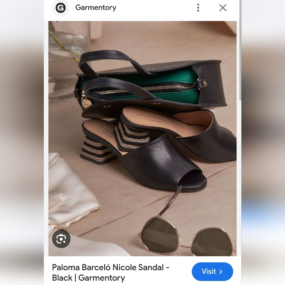 PALOMA BARCELO Nicole Black Leather sandals slides mules block heel sandals 40
